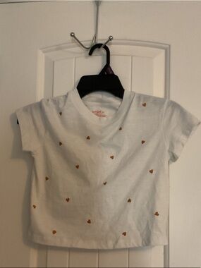 Cat & Jack White Tee with Orange Heart Print - Girls Short Sleeve